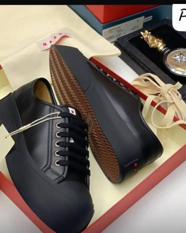 Marni Pablo Black Nappa Leather Lace Up Sneakers