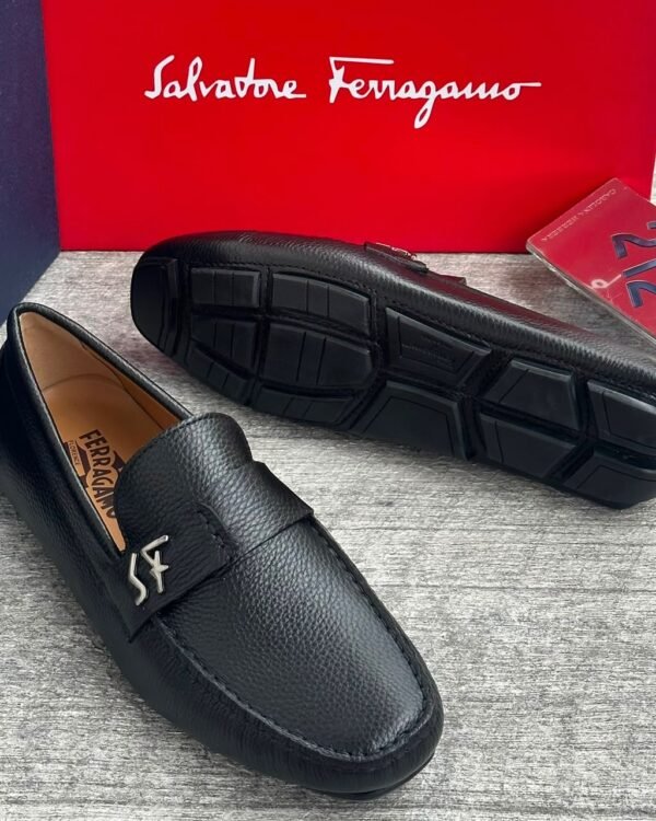 Mens Black Pebbled Leather
