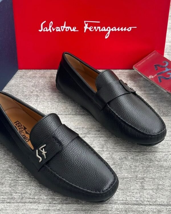 Mens Black Pebbled Leather