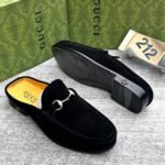 Mens Black Suede Horsebit Slip On Loafers