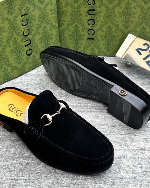 Mens Black Suede Horsebit Slip On Loafers