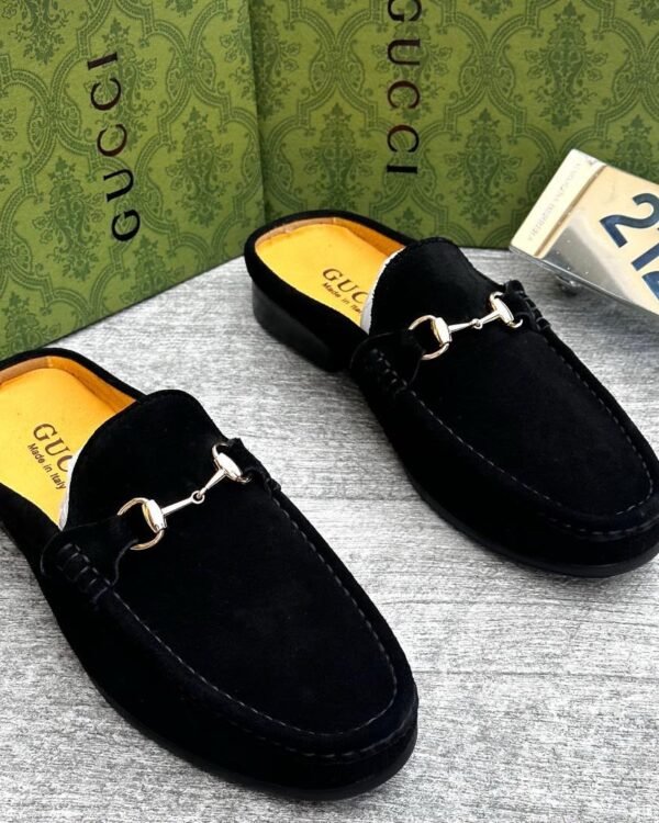 Mens Black Suede Horsebit Slip On Loafers