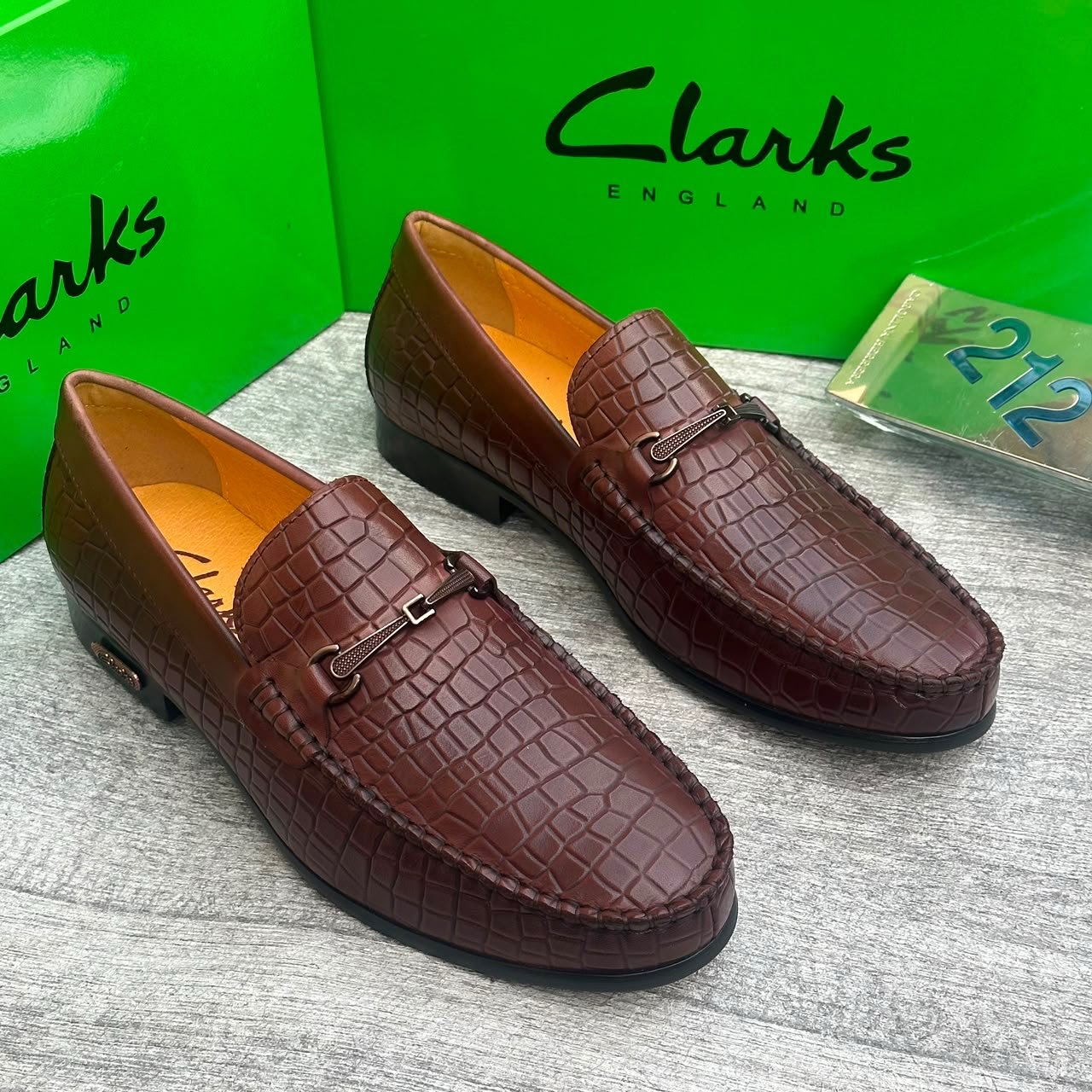 Mens Brown Crocodile Embossed Leather Loafers Mens Brown Crocodile Embossed Leather Loafers