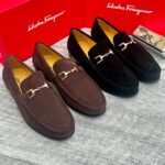 Mens Brown Suede Horsebit Loafers