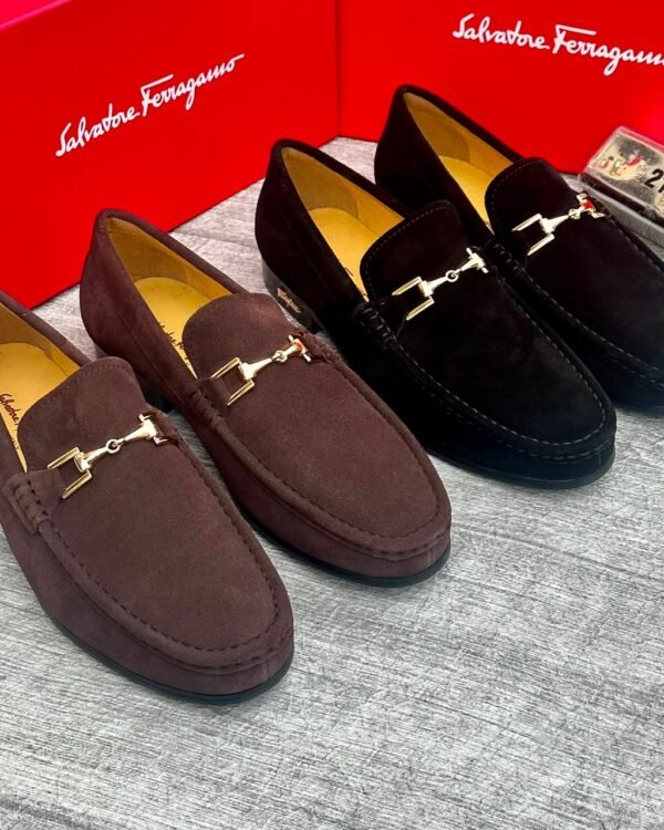 Mens Brown Suede Horsebit Loafers