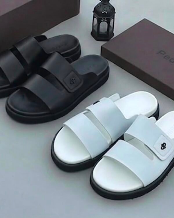 Pedro Mens Double Strap Leather Slide Sandals