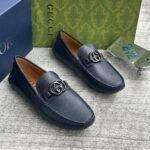Mens Navy Blue Leather Driving Loafers