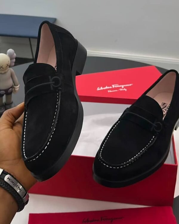 Salvatore Ferragamo Black Suede Loafers