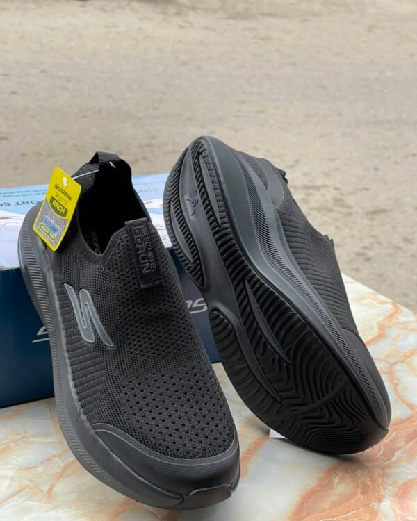 Skechers GO WALK Arch Fit Black Knit Mesh Trainers