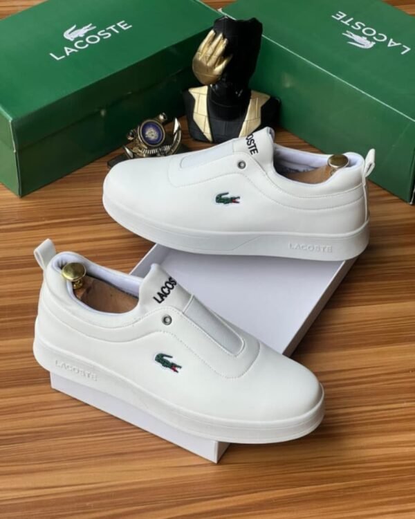 White Leather Look Slip On Sneakers