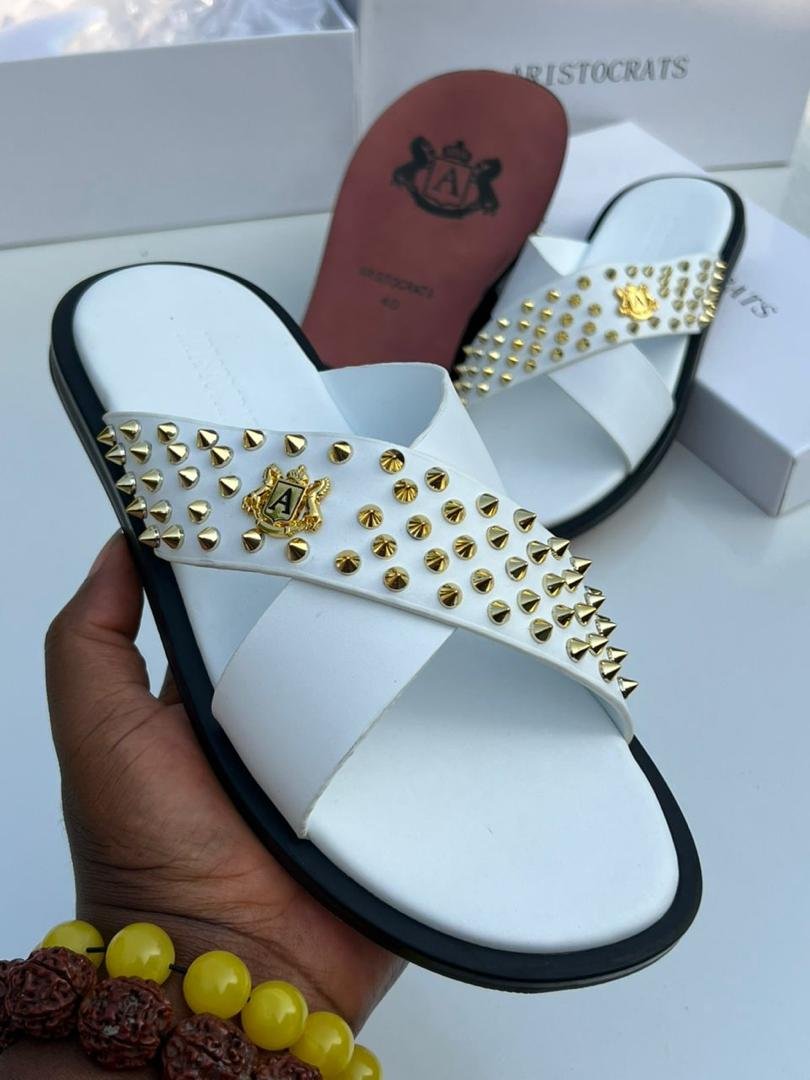 Aristocrats White Leather Slippers Aristocrats White Leather Slippers