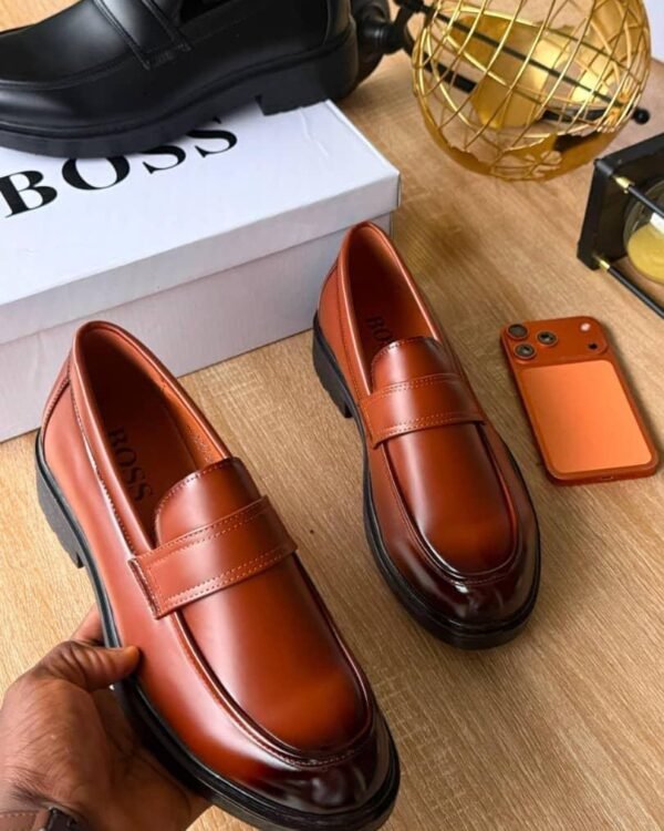 BOSS Brown Leather Penny Loafers