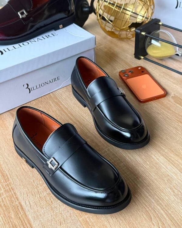 Billionaire Black Leather Monk Strap Loafers