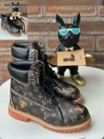 Black Leather 6 Inch Boots Embossed LV Monogram - Image 2