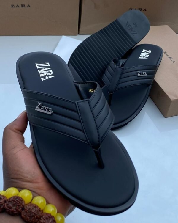 Black Mens Thong Style Pam Slippers