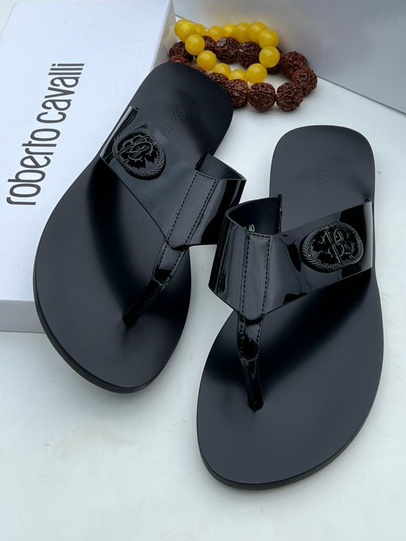 Black Patent Finish T Strap Thong Sandals Black Patent Finish T Strap Thong Sandals