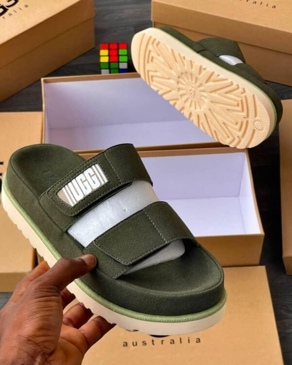 Dark Grey Dual Strap Platform Comfort Slide Sandals 1