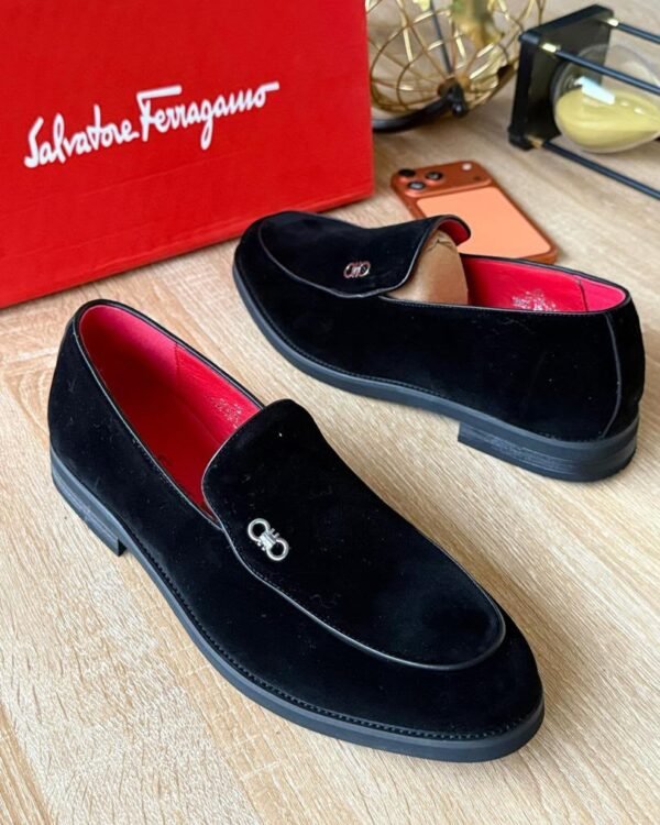 Black Velvet Slip On Loafers