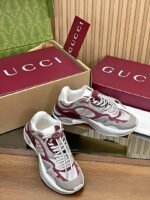 Chunky Sneakers White Grey Burgundy Paneled Design