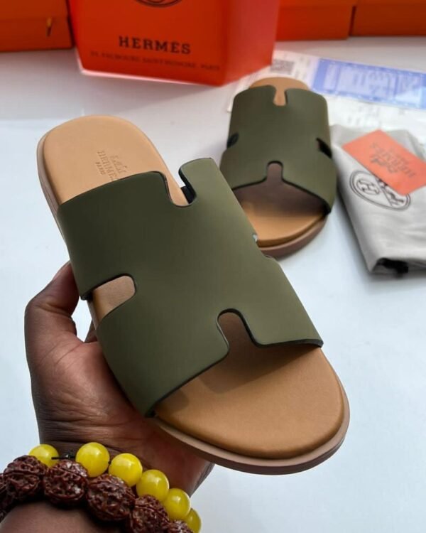 Green Leather Izmir Style Slide Sandals