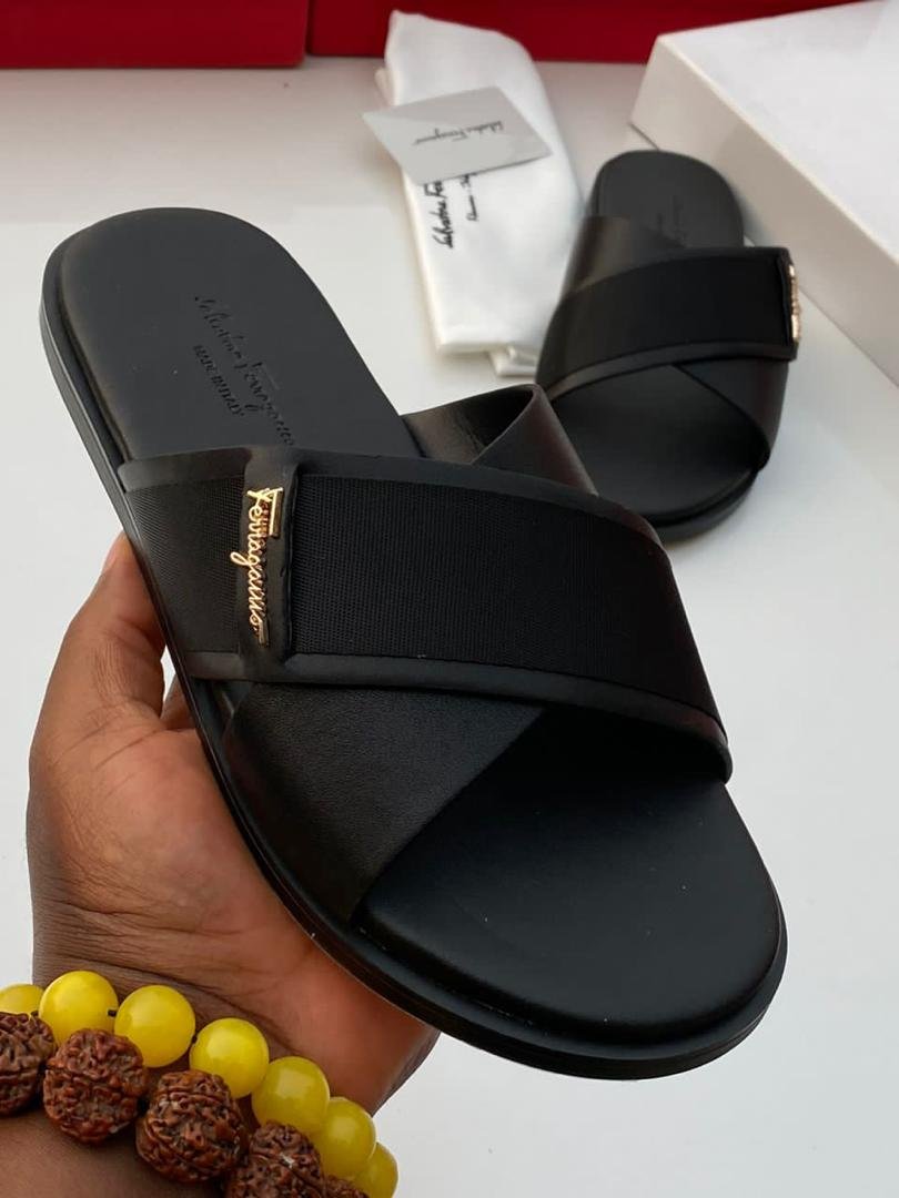 Mens Black Crossover Slide Sandals Mens Black Crossover Slide Sandals