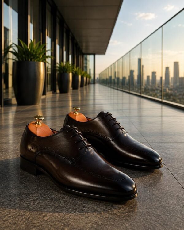 Mens Black Leather Lace Up Dress Shoes
