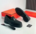 Mens Black Leather Slip On Loafers