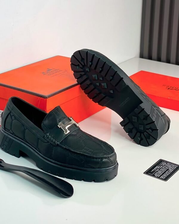 Mens Black Leather Slip On Loafers