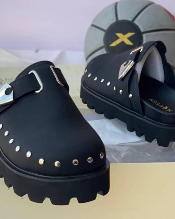 Mens Black Platform Clogs Chunky Lug Sole