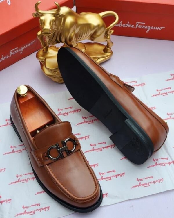 Mens Brown Leather Slip On Loafers