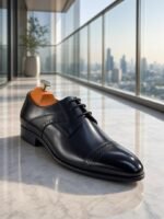 Mens Dark Brown Leather Derby Shoes - Image 2