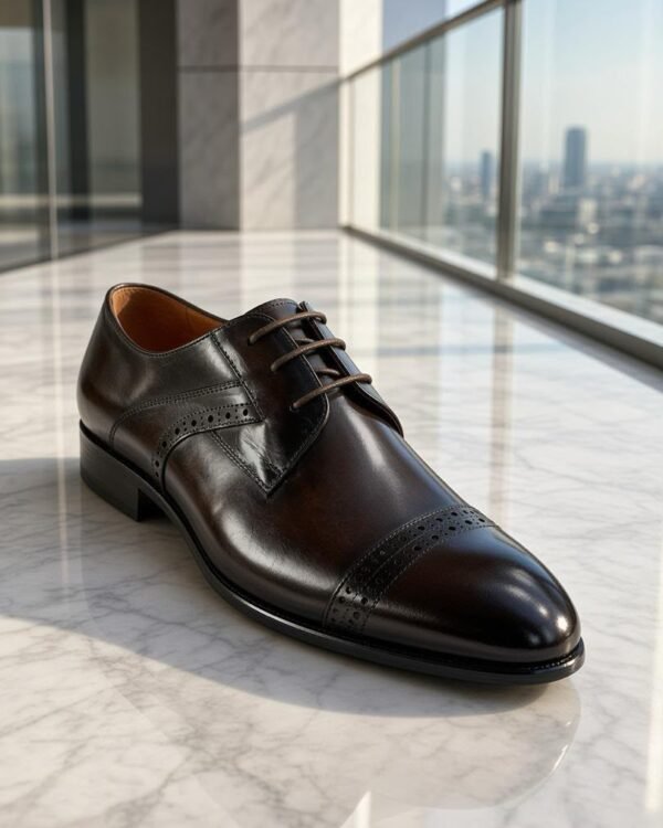 Mens Dark Brown Leather Derby Shoes