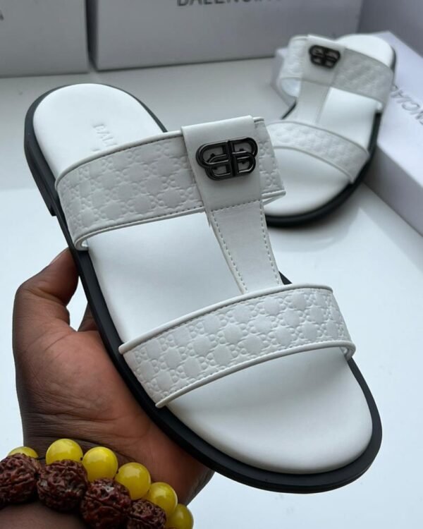 Mens White Designer Style Slide Sandals