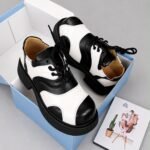 Mint Green Black Glossy Color Block Thick Sole Derby Shoes