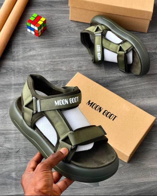 Moon Boot Olive Green Velcro Platform Sandals