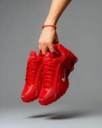 Shox R4 White Phantom Picante Red Sneakers