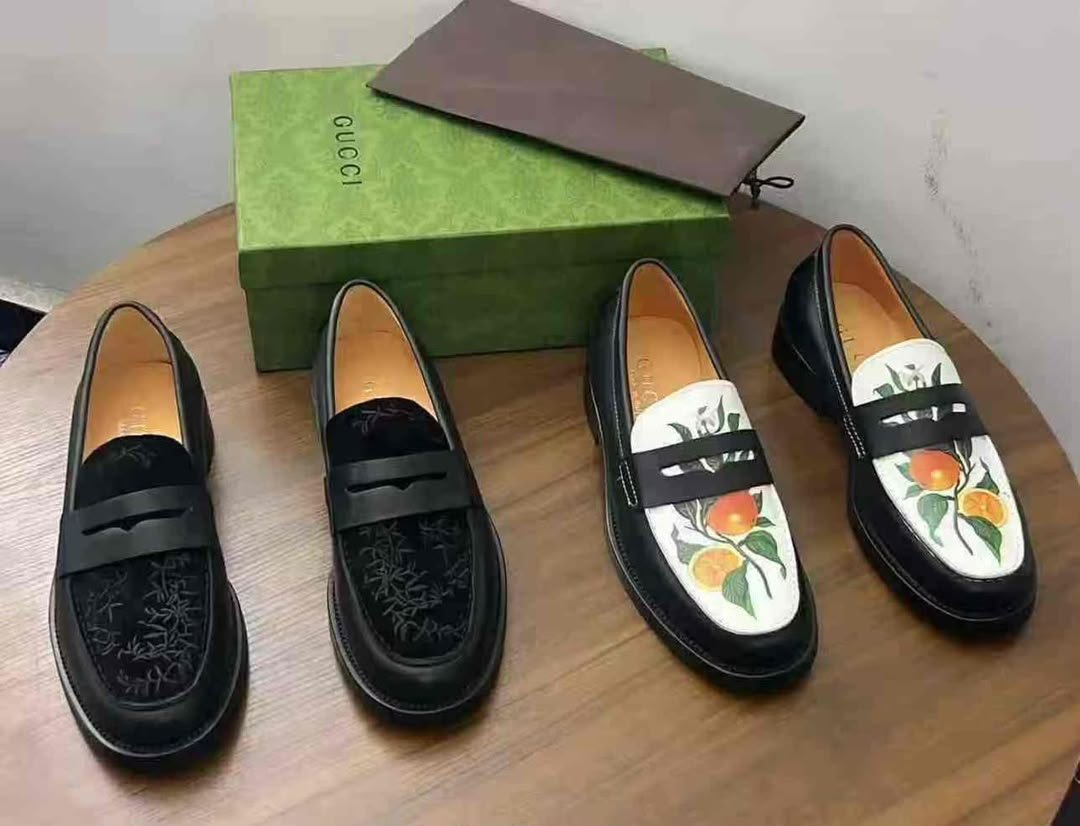 White Hand Painted Orange Fruit Loafers White Hand Painted Orange Fruit Loafers
