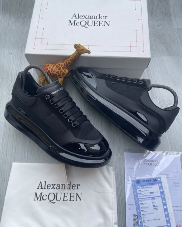 Black Mesh Patent Leather Designer Sneakers