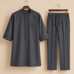 Dark Grey Geometric Embroidered Senator Suit