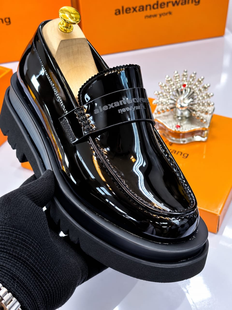 Mens Black Alexander Wang Patent Leather Chunky Platform Loafers Mens Black Alexander Wang Patent Leather Chunky Platform Loafers