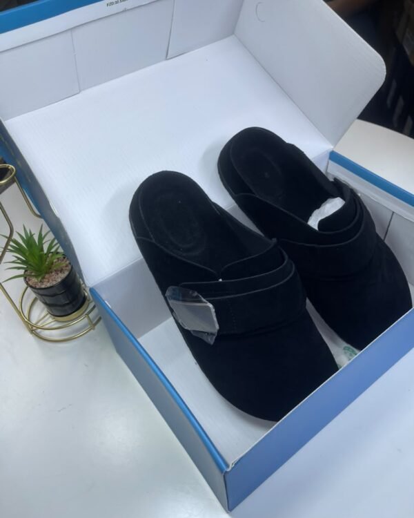 Mens Black FDCP Suede Strap Mules
