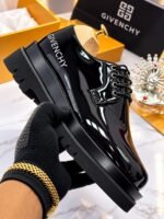 Mens Black Givenchy Patent Leather Derby Shoes - Image 2