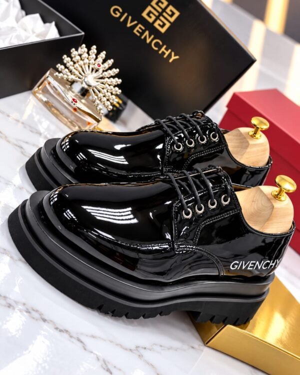 Mens Black Givenchy Patent Leather Derby Shoes