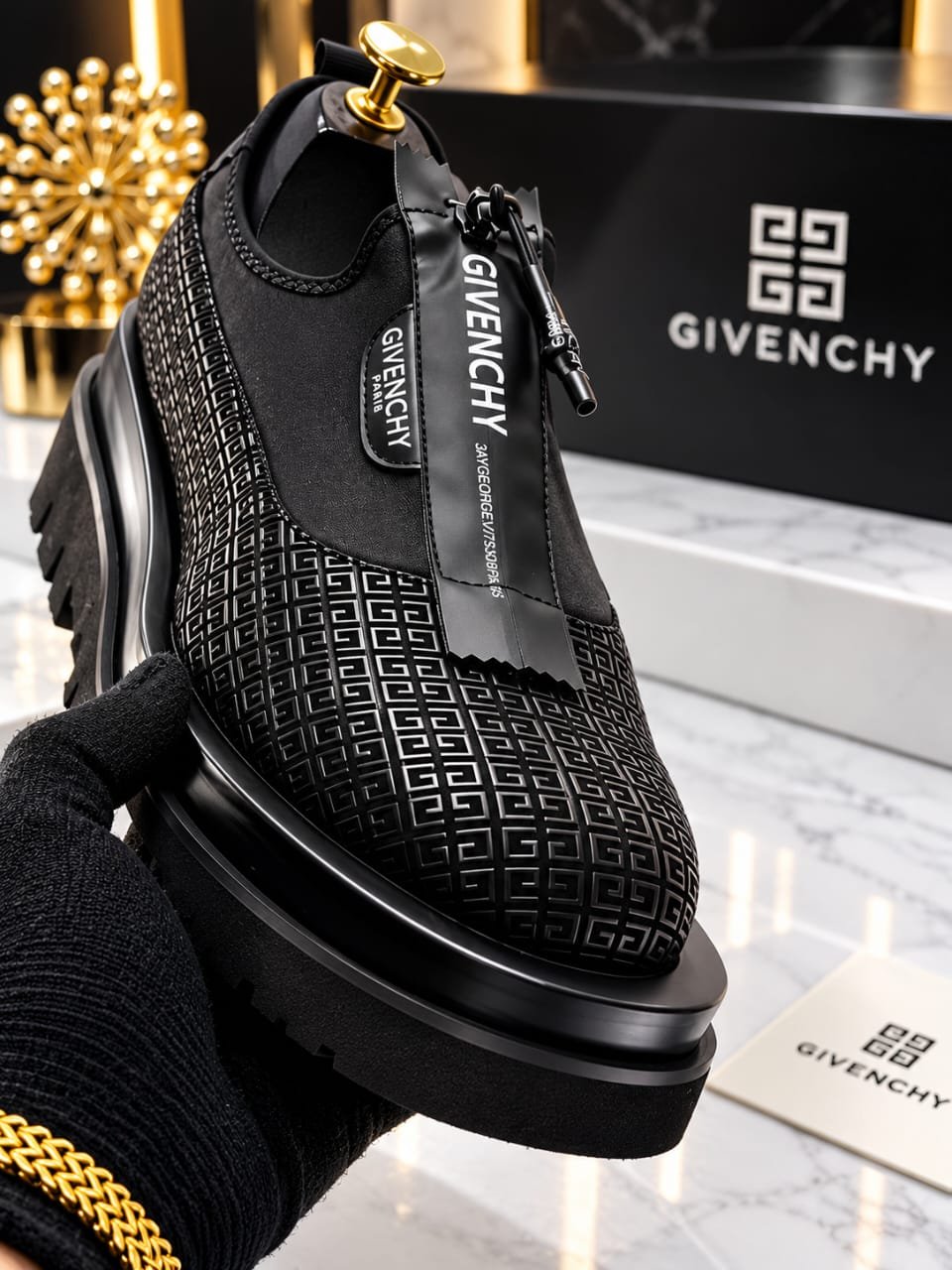 Mens Black Givenchy Textured High Sole Shoes Mens Black Givenchy Textured High Sole Shoes