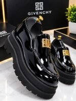 Mens Black Glossy Leather Givenchy Platform Loafers