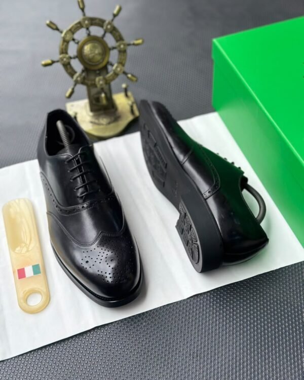 Mens Black Leather Brogue Lace Up Shoes