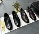Mens Black Leather Buckle Strap Dress Shoes