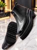 Mens Black Leather Chelsea Style Ankle Boots - Image 2