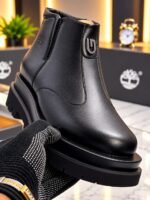 Mens Black Leather Chelsea Style Ankle Boots