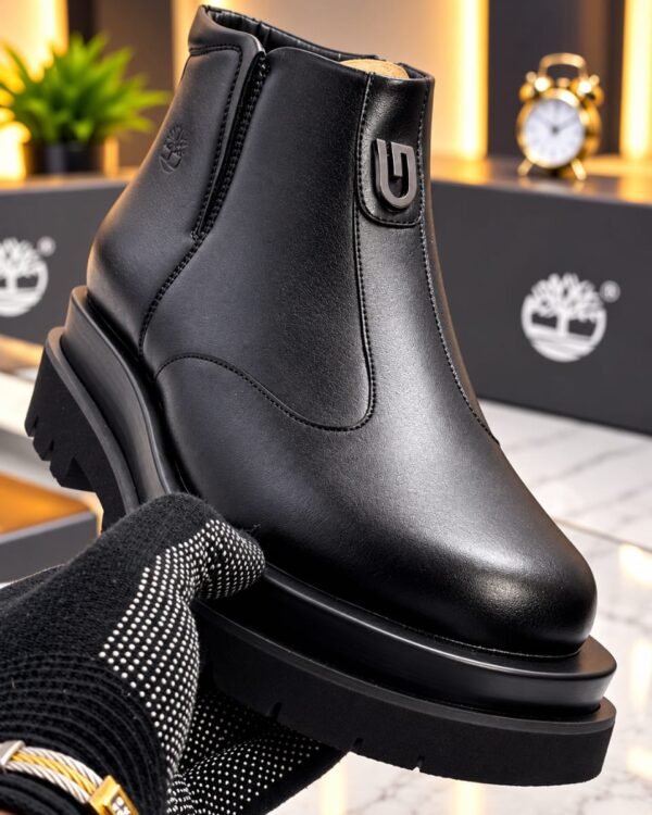 Mens Black Leather Chelsea Style Ankle Boots